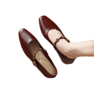 Single shoe women's spring 2026 new style bold rose red French flat Mary Jane <b>sandals</b> - Product Image 5