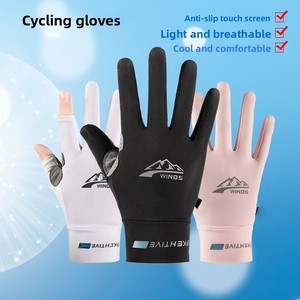 Guantes de protección UV de seda helada para <span class=keywords><strong>hombre</strong></span> <span class=keywords><strong>y</strong></span> mujer, antideslizantes, transpirables, con pantalla táctil, <span class=keywords><strong>dos</strong></span> dedos abiertos, para conducir, frisbee, ciclismo, pesca - Product Image 1