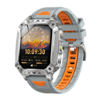 Nouvelle montre connectée sportive carrée avec écran IPS, batterie 1400 mAh, gel de silice, moniteur de fréquence cardiaque, suivi de la santé, fitness, lampe torche LED