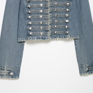 Nouvelle Veste en Jean Courte pour <span class=keywords><strong>Femme</strong></span> Printemps 2026, Col Montant, Style Minimaliste, Streetwear Décontracté, Tendance <span class=keywords><strong>Femme</strong></span>, Type Trucker - Product Image 6