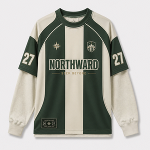 Maillots de football superposés style universitaire vintage personnalisés avec impression par sublimation intégrale et graphiques de logo - Product Image 5