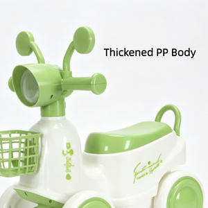 OEM ODM Trotteur pour bébé vert et blanc avec panier avant, personnalisable avec logo, pour enfants, type voiture à chevaucher - Product Image 2