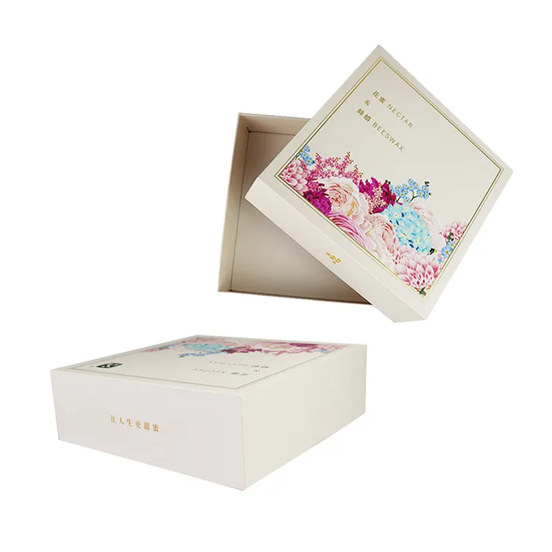 Personalised color flower printing logo gift boxes luxury packaging paper box