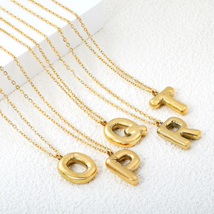 Collar con Colgante de Letra en Inglés, Acero Inoxidable, Alfabeto de Burbujas, Joyería de Moda para Mujer, Cadena de Regalo, Estilo Clavícula - Product Image 3