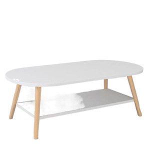 Mesa de Centro Pequeña de Diseño Escandinavo, Marco de Madera, Tapa de Vidrio, Muebles Modernos para Sala de Estar, Dormitorio o Apartamento - Product Image 5