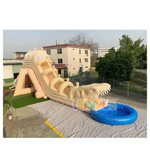 Toboggan gonflable géant en forme de dinosaure avec piscine Toboggan gonflable extérieur pour adultes et enfants Toboggan gonflable et piscine