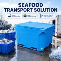 Bac rectangulaire ouvert en LLDPE de 700 litres avec isolation en mousse PU de 50 mm, bouchon de vidange et fond relevable pour l'élevage de poissons et la transformation des produits de la mer