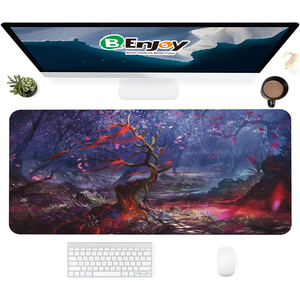 لوحة ماوس من الجلد الأسود عالي الجودة مع شعار مخصص لاسلكي للكمبيوتر والمكتب أسفل PU في المخزون! - Product Image 3