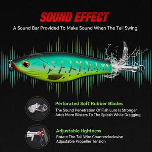 Señuelo de Pesca Kingdom <span class=keywords><strong>Whopper</strong></span> Popper, 90 mm, 110 mm, Hélice Flotante, Señuelo Artificial de Superficie, <span class=keywords><strong>Precio</strong></span> Económico para Pesca de Lubina - Product Image 5