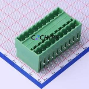 KF2EDGRH-5.08-2*10P Plug-in Terminal Block Bent Lead Through Hole,P=5.08mm Board-to-Board / Socket - Closed 2x10P 5.08mm Green - Product Image 1