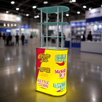 Mostrador de Exhibición con Estantes, Rectangular, Triangular, con Iluminación LED, Podio con Estantes, Exhibidores para Ferias Comerciales