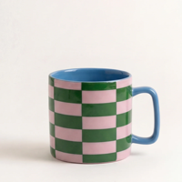 Mug en céramique moderne à motif damier, pour la maison et l'hôtel, tasse à café en porcelaine aux couleurs vives