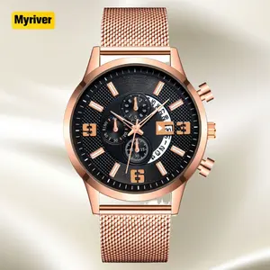 Myriver erkekler kuvars saatler orijinal lüks marka Analog moda Megir marka izle