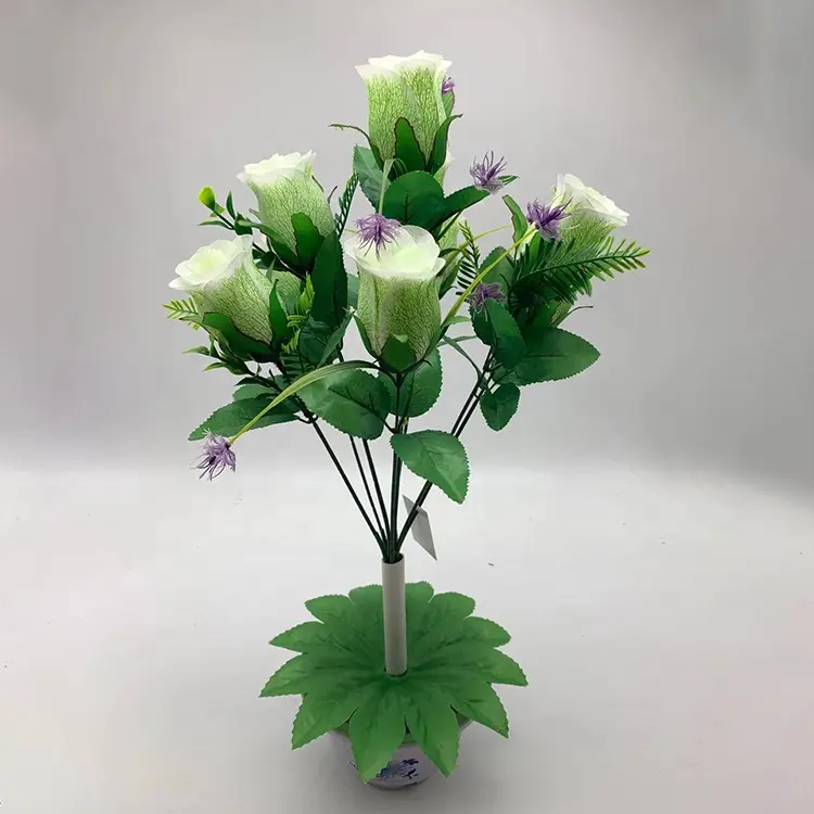 Wholesale custom home decorative simulation plastic rose flower bouquets artificial roses flowers bouquet