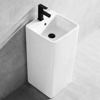 Lavabo sur pied simple nordique, intégré, monobloc, en céramique, pour salle de bain, hôtel, séjour, lavabo