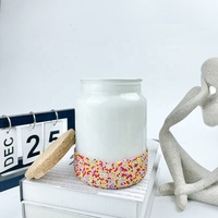 Vente en gros, pot en verre arc-en-ciel créatif moderne avec couvercle, bougie parfumée