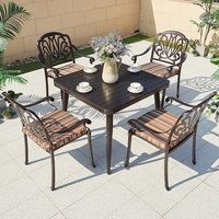 Meubles de jardin extérieurs de haute qualité Patio en fonte d'aluminium Balcon Table basse et chaises