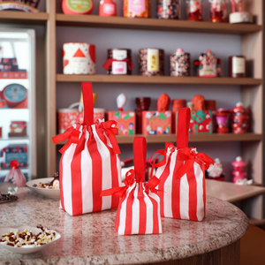 Sac de rangement en gros à cordon de serrage rayé mignon, mini sac Canny, sac à accessoires, sac à rouge à lèvres, emballage cadeau - Product Image 4