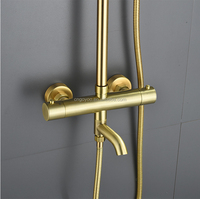 Robinet de baignoire thermostatique à double poignée pour salle de bain, ensemble de robinets de douche en laiton doré