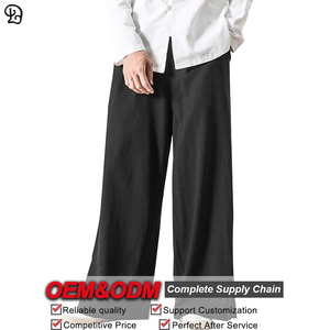 Pantalones de Lino Personalizados para <span class=keywords><strong>Hombre</strong></span>, Casuales, de Pierna Ancha, Holgados, de Verano, de Algodón, con Cintura Elástica, para Uso Diario, Yoga, <span class=keywords><strong>Playa</strong></span>, Estilo Palazzo - Product Image 3