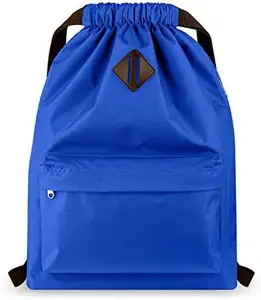 Custom Logo Nylon Draw String Bag Back Pack Waterproof Sports Gym Backpack With Side Pocket For Men Women Drawstring Backpack