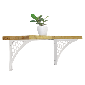 Estante de pared hexagonal grande de madera blanca, elegante estantería decorativa flotante para sala de estar, dormitorio, baño - Product Image 1