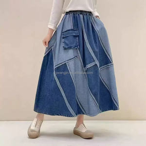 <span class=keywords><strong>Jupe</strong></span> <span class=keywords><strong>en</strong></span> <span class=keywords><strong>jean</strong></span> tissée taille haute pour femme, style décontracté, couleur unie, motif denim - Product Image 3