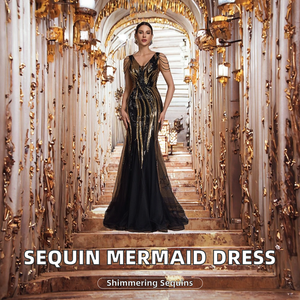 Fashion <b>Sequined</b> Beaded Candy Color Summer Breathable Evening Dress Sexy Elegant Slim Fit V-neck Sleeveless Mermaid Floor-Length - Product Image 2