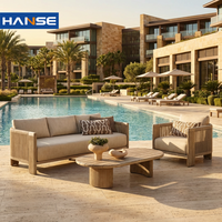 Hochwertiges, maßgefertigtes Outdoor-Lounge-Sofa-Set aus natürlichem Teakholz für Luxusvillen und Hotels, wasserdicht