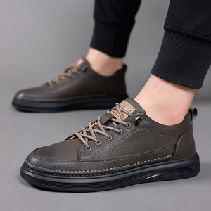 Men's Casual Leather Sneakers <b>Low</b> <b>Heel</b> Solid Color Stitching Tassels Leisure Wear Wenzhou Origin - Product Image 3