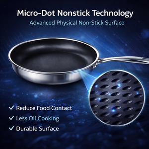Poêle à frire en acier inoxydable à 5 couches, revêtement céramique antiadhésif, épaisseur 3,5 mm, compatible four/lave-vaisselle, gaz/induction - Product Image 1