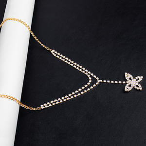 À la mode Plaqué Or Mince Sexy Lettres Chaîne Bijoux De Luxe Bling Strass Cristal Coeur Papillon Taille Chaîne Pour Les Femmes - Product Image 2