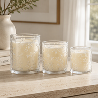 Porte-bougie de table en verre transparent à bord lisse avec étoile en relief pour la célébration d'un anniversaire de mariage, décoration de dîner