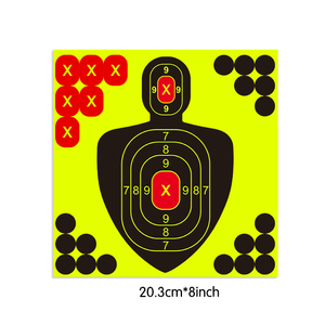 Cible de tir fluorescente adhésive de 8 pouces pour l'entraînement en extérieur, avec cible centrale et zones de notation pour utilisation sur le stand de tir - Product Image 2
