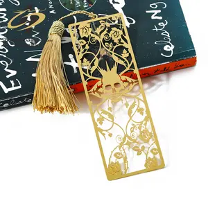 Unique Design Promotional Bookmarks Custom Design 2d Hollow Bookmark Tassel Die Cut Metal Brass Bookmarks For Book