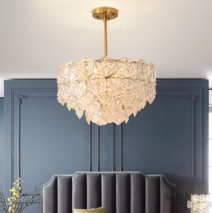 Novedad lámpara nórdica rectangular decoración del hogar luz colgante de cristal de cobre de lujo contemporáneo - Product Image 5