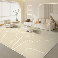 Tapis de salon couleur crème esthétique haut de gamme, style moderne, lavable, tapis de canapé et de chevet résistant aux taches pour usage domestique