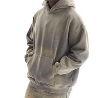 Sweat-shirt en coton 100% avec logo personnalisé |   Pull-over vintage épais délavé |   Sweat-shirt d'hiver chaud et ample pour homme, style streetwear