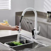 Robinet de lavabo thermostatique en laiton de qualité, à montage sur comptoir, avec douchette extractible, design moderne, eau chaude/froide