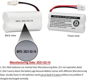 Aaa 300mah 2.4v batterie nimh nimh batterie batterie nimh pour BT162342 BT262342 BT183342 BT283342 AT & T EL52351 TL90070 <span class=keywords><strong>VTech</strong></span> - Product Image 2