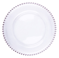 Plateau de service pour mariage, plateau de perles en cristal or, plat de chargeur en verre pour le mariage 1 pièce