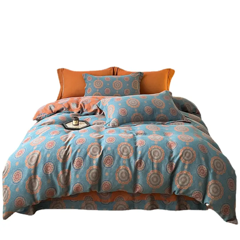 Conjunto de cama de alta qualidade em tecido adequado para a pele, conjunto de colcha de casal, cama de solteiro, king size, para casa e hotel