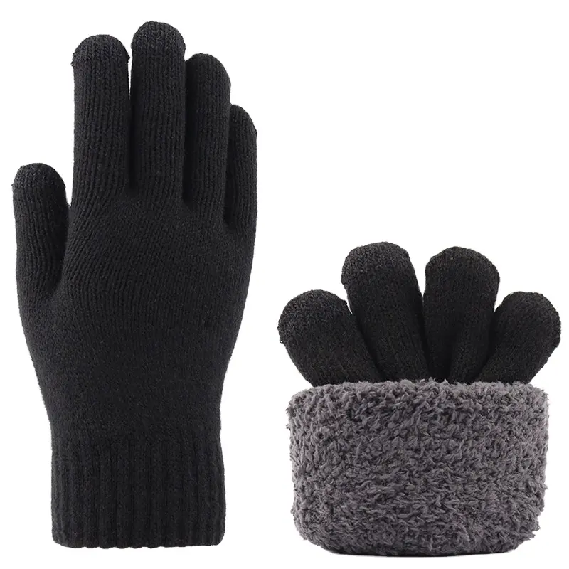 Caliente pantalla táctil guantes de punto de los hombres de invierno espesar antideslizante guantes de lana