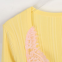 Robe longue élégante pour femme, à manches longues, col en V, avec empiècements en dentelle, tricotée, décontractée, coupe trapèze, pour le quotidien et les soirées
