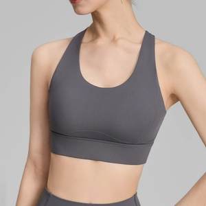 Soutien-gorge de <span class=keywords><strong>sport</strong></span> ajouré pour femme avec coussinets fixes, maintien moyen, col en <span class=keywords><strong>U</strong></span>, haut de yoga ajustable, respirant, pour la course à pied - Product Image 5