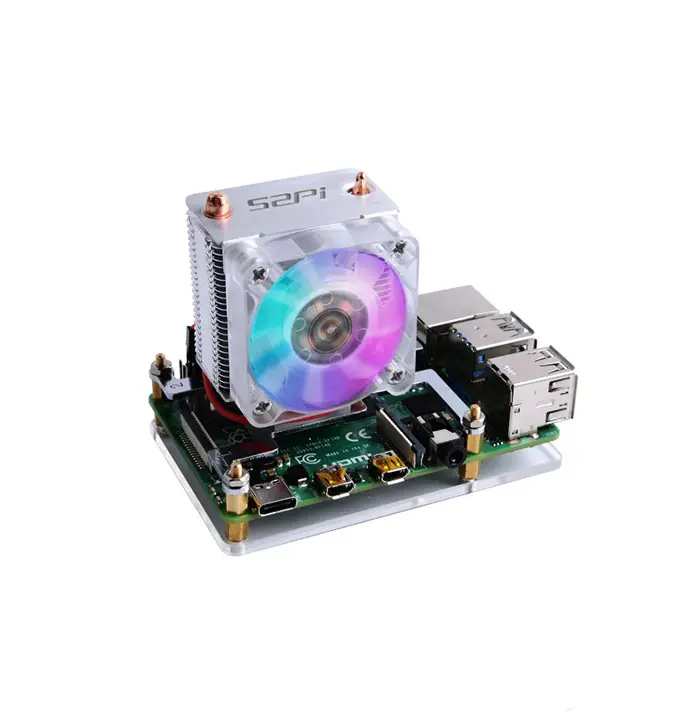 Raspberry Pi 4 Model B Pi 4/ Raspberry Pi 3b + Met Koellichamen 52pi Ijs-Toren Led Koelventilator Warmteafvoer Led Licht