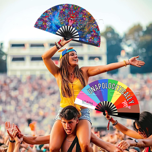 Lớn gấp tay Rave <span class=keywords><strong>Fan</strong></span> Clack Neon tùy chỉnh ánh sáng màu đen UV đáp ứng người hâm mộ - Product Image 3