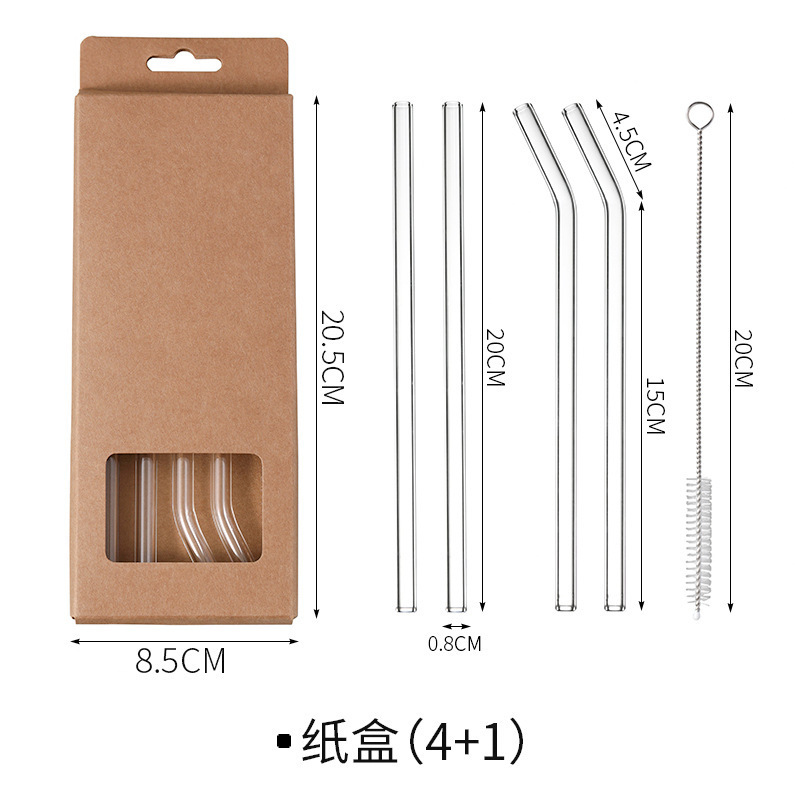 Cardboard box packaging - [4 straws, 1 cleaning brush]