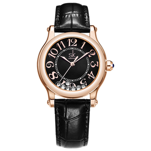 Reloj de Cuarzo para Mujer, Diseño de Lujo Ligero, Brillante, con Diamantes, Correa de Cuero Genuino Suave, Elegante, Resistente al Agua, para Uso Diario - Product Image 3