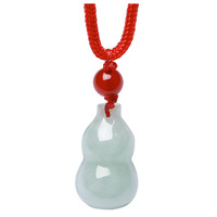 Pendentif Gourde en Jadeite Naturelle du Myanmar Grade A, Véritable Jade Birman Glacé, Collier Calabash, Talisman de Richesse avec Certificat